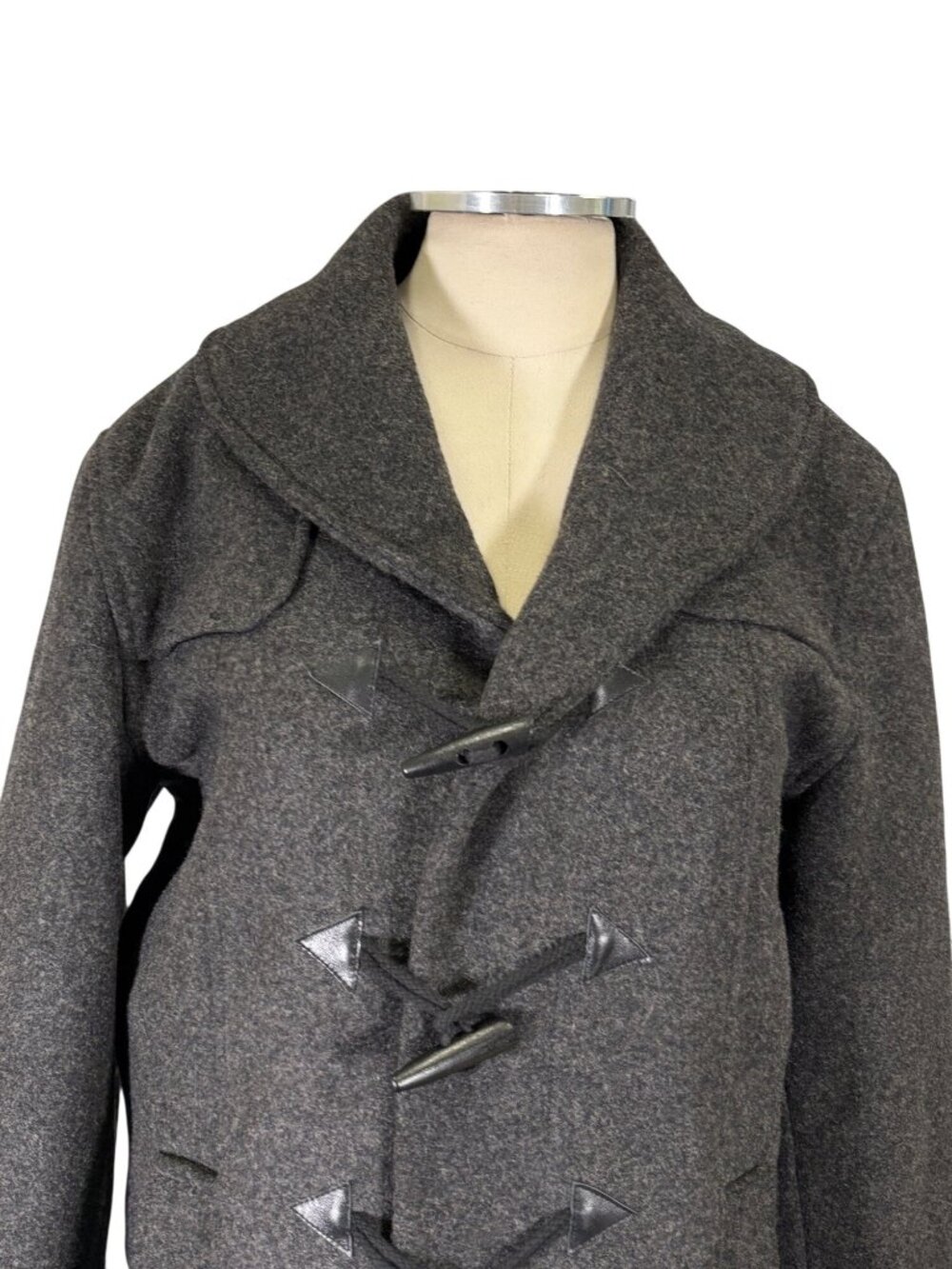 Spiewak & Sons Gray Wool Mid Length Fitted Toggle Duffle Coat Size Medium - Picture 5 of 10